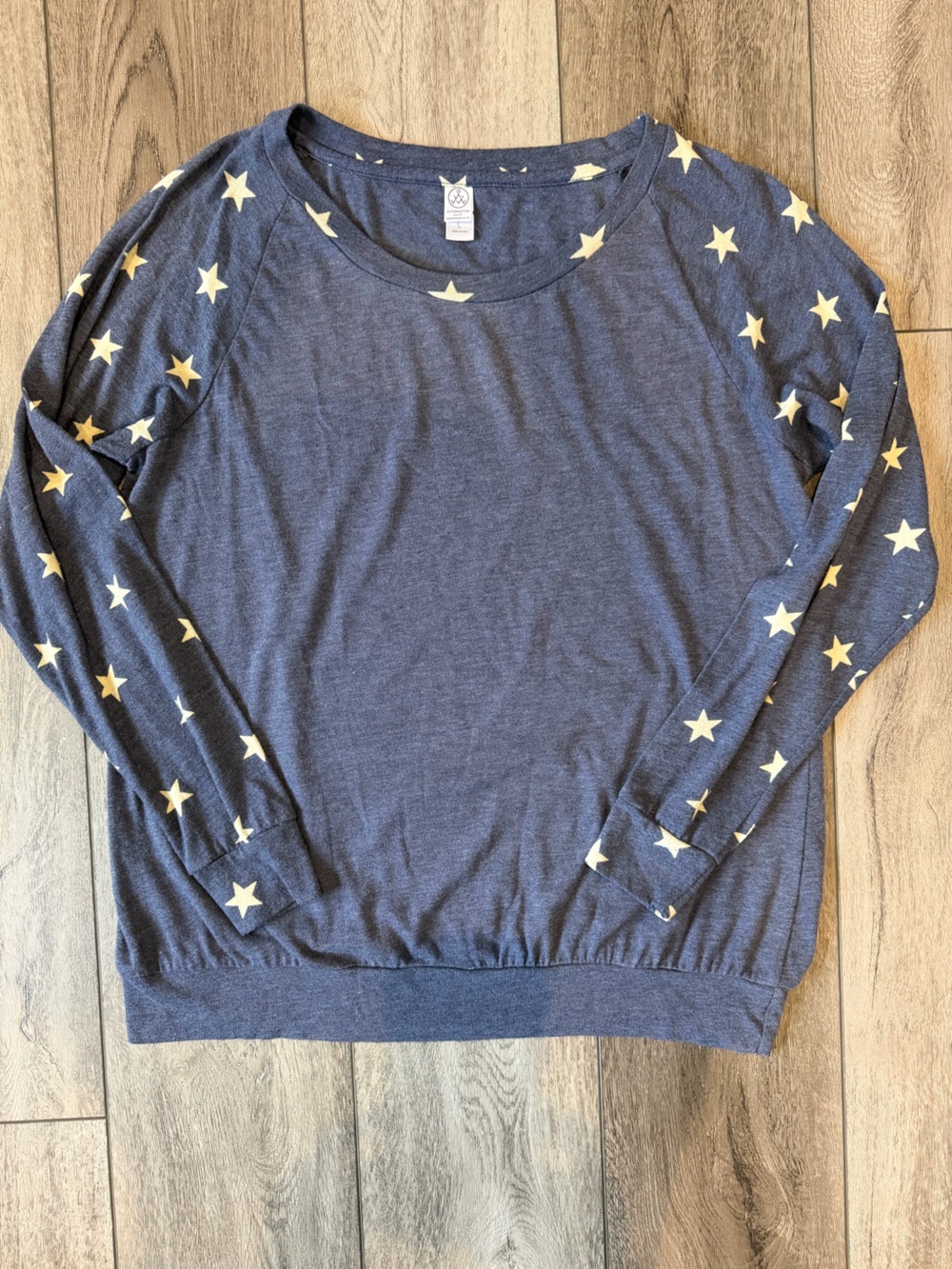 Alternative Earth- Patriotic Navy Knit Top with Star Sleeves (L)